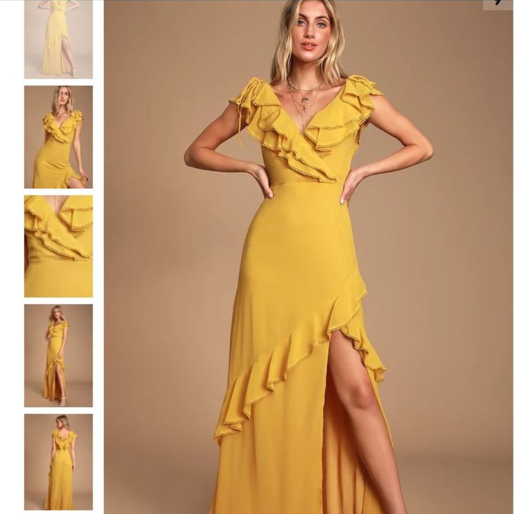 Lulus Maxi Dress in Mustard Size Small